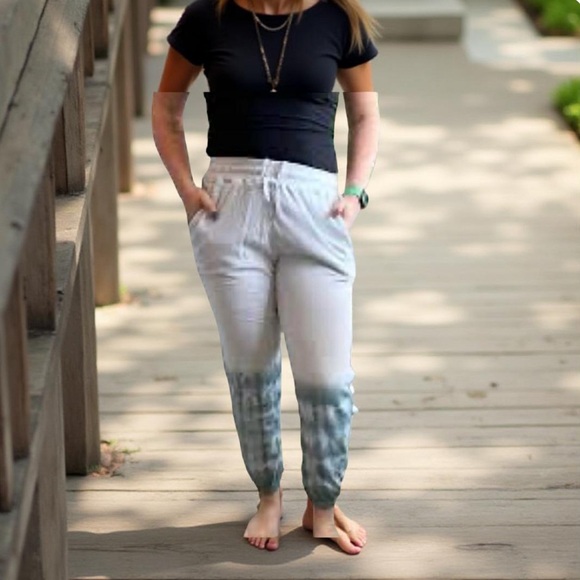 Sweatpants  / Tye-dye sweatpants / joggers Hem & Thread French Terry NWT - Picture 5 of 12